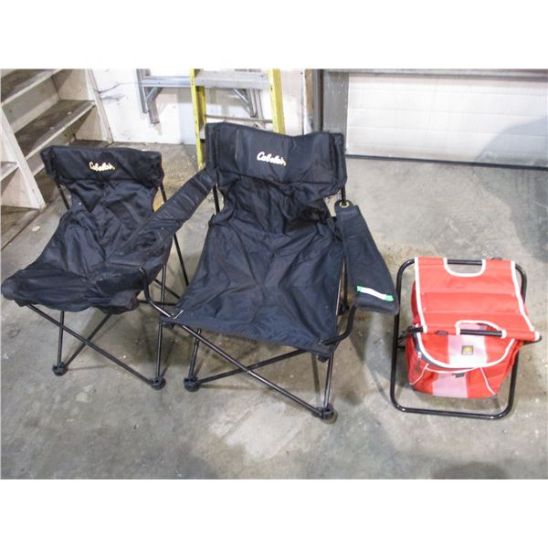 (2) Cabelas chairs with chair cooler