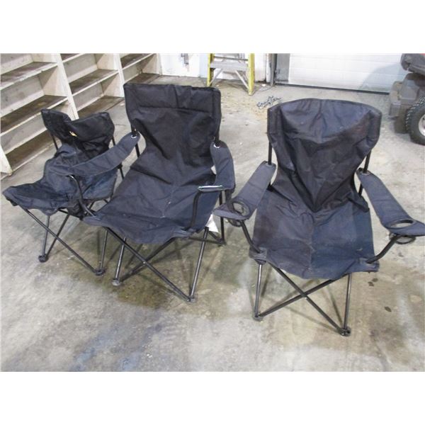 (3) Black camping chairs