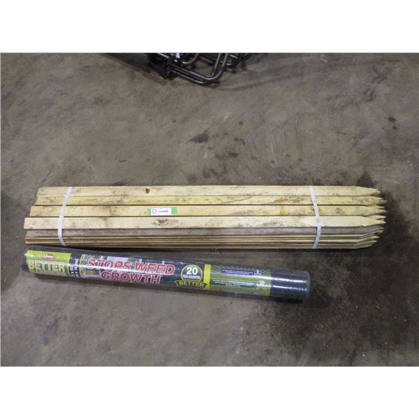 Landscaping mesh with bundle of sticks