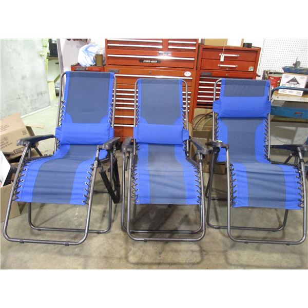 3X THE BID PRICE - Blue lounge lawn chairs (reclining)