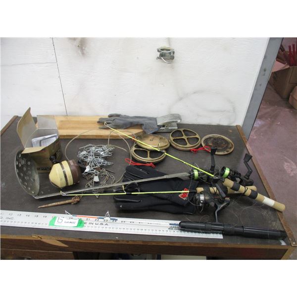 Ice fishing reels with fishing related