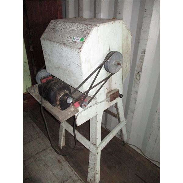 Vintage pea sheller with motor + stand