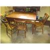Image 1 : Wood table with 4 chairs - 34x51x30 (hand made press back 2 not matching)