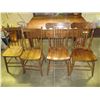 Image 6 : Wood table with 4 chairs - 34x51x30 (hand made press back 2 not matching)
