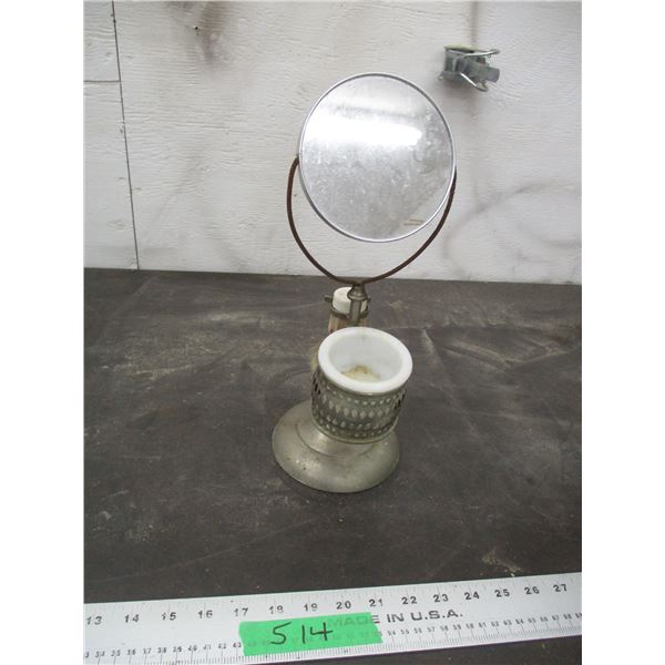 Shaving mirror, cup, brush set (milk glass)