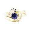 Image 2 : 1.04 ctw Sapphire And Diamond Ring And Band - 14KT Yellow Gold