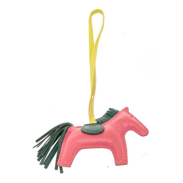 Hermes Milo Lambskin Pink and Green Grigri Rodeo Horse Accessories