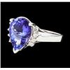 Image 1 : 4.56 ctw Tanzanite and Diamond Ring - 14KT White Gold