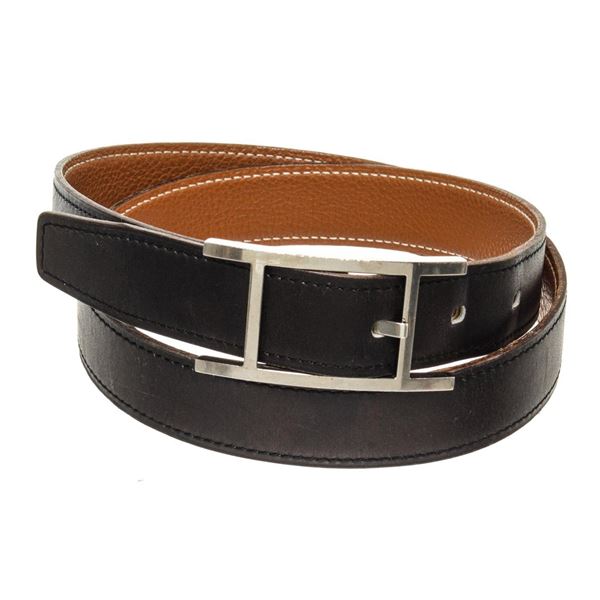 Hermes Black Brown Leather Api 85 Belt