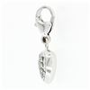 Image 4 : 14K White Gold 0.25 ctw Diamond Puffed Heart Dangle Charm Pendant w/ Lobster Cla