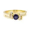 Image 2 : 1.00 ctw Blue Sapphire and Diamond Ring - 14KT Yellow Gold