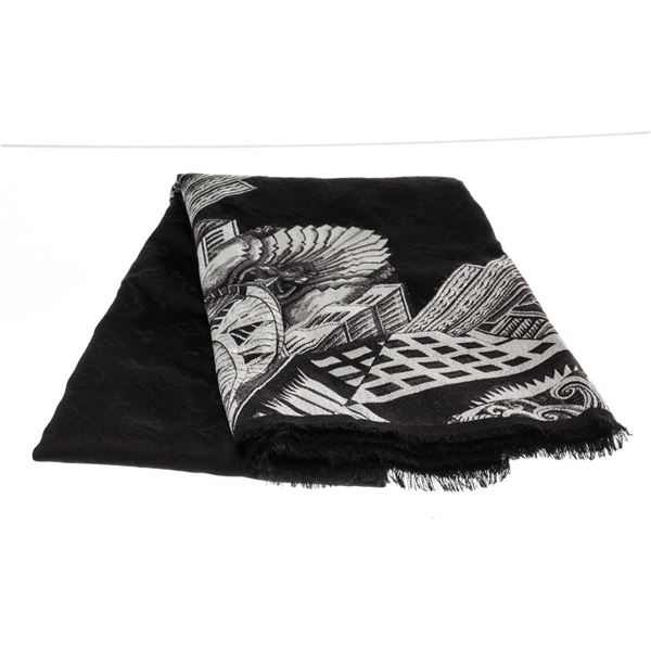 Louis Vuitton Black White Skyline Shawl