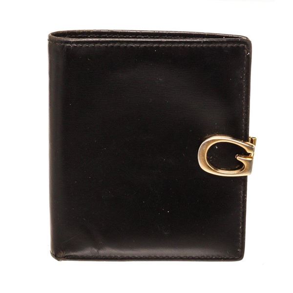 Gucci Black Leather Tab Wallet
