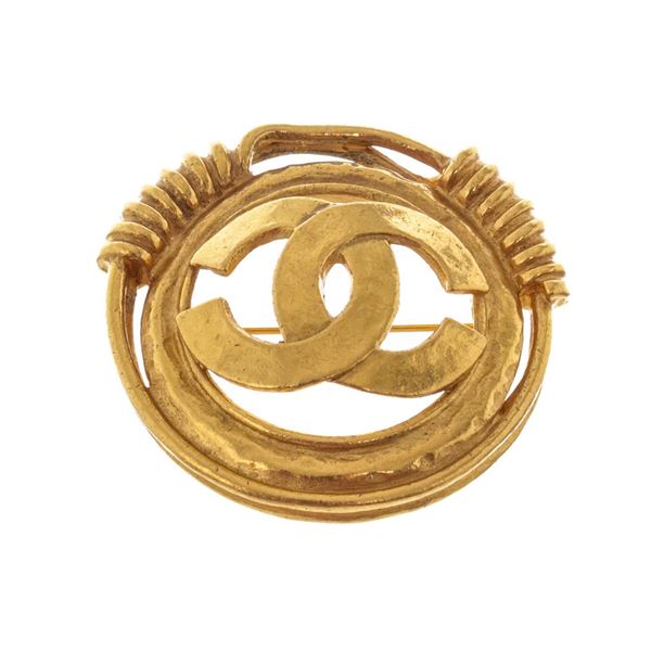 Chanel Gold-tone Braided CC Brooch