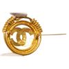 Image 3 : Chanel Gold-tone Braided CC Brooch