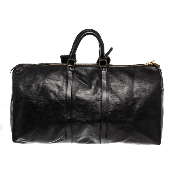 Louis Vuitton Black Leather Keepall 55cm Travel Bag
