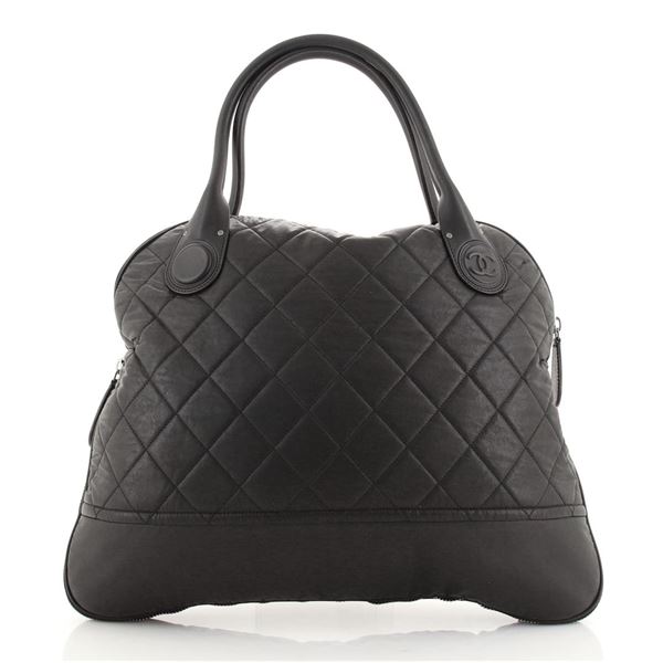 Chanel Black Quilted Coated Canvas Horizontal Sport Medium Weekender Bag