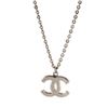 Image 2 : Chanel Neutral Silver Metal Faux Pearl Crystal CC Pendant Long Necklace