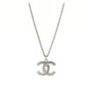 Image 4 : Chanel Neutral Silver Metal Faux Pearl Crystal CC Pendant Long Necklace
