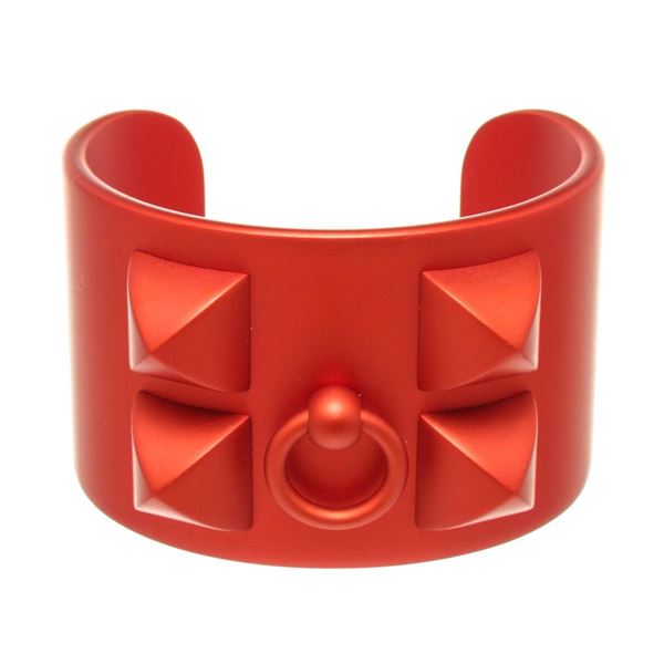 Hermes Red Collier de Chien CDC Aluminum Cuff Bracelet