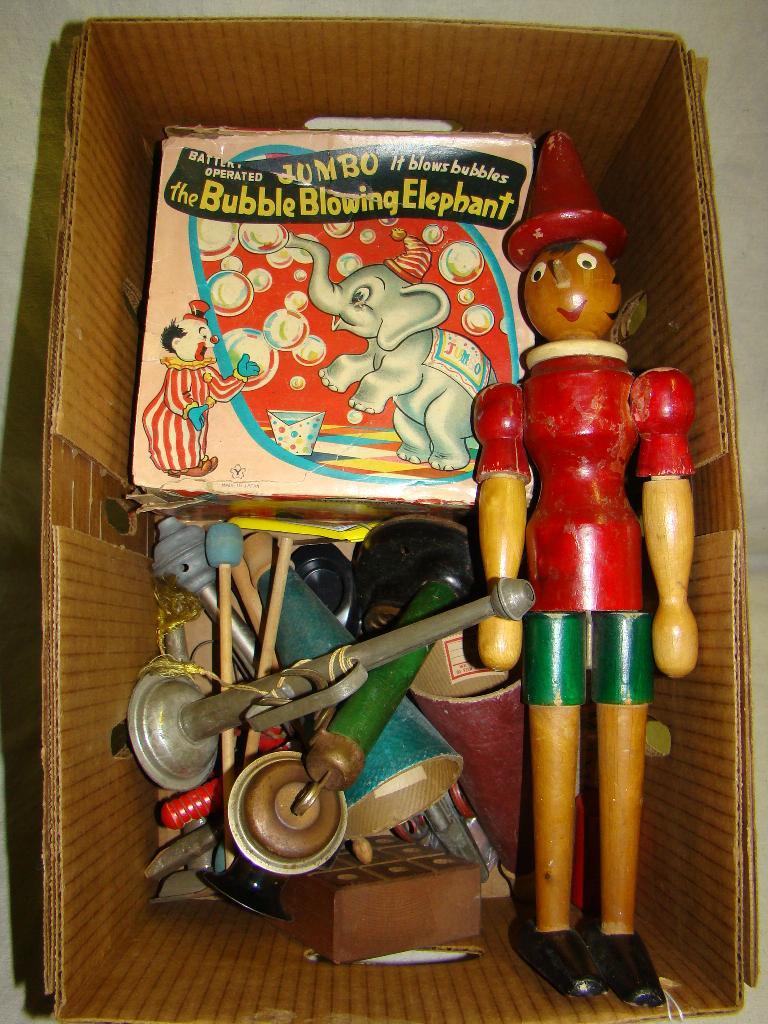 Box Lot of Old Tin Toys