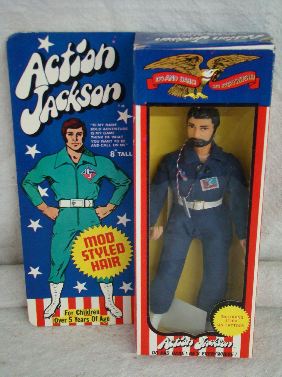 3 Mint in Box Mego Action Jackson Figures