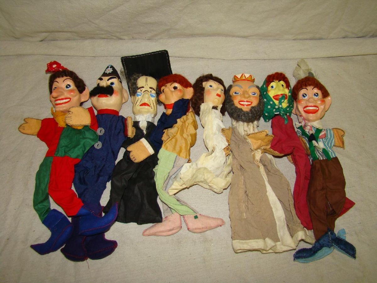 Vintage 8 Piece Hand Puppet Lot