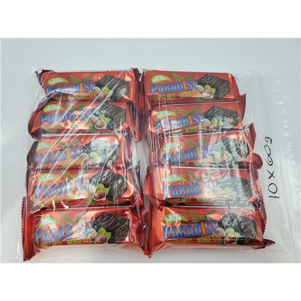 Paradise Chocolate Covered Wafer Snack - Hazelnut 10x60g