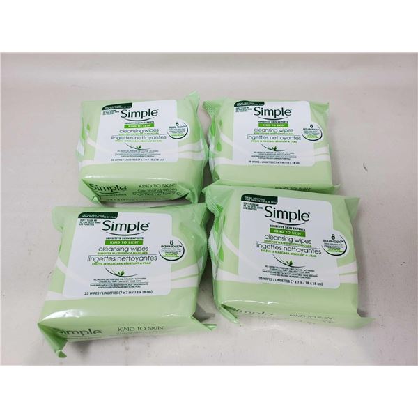 Simple Sensitive Skin Cleansing Wipes 4X25