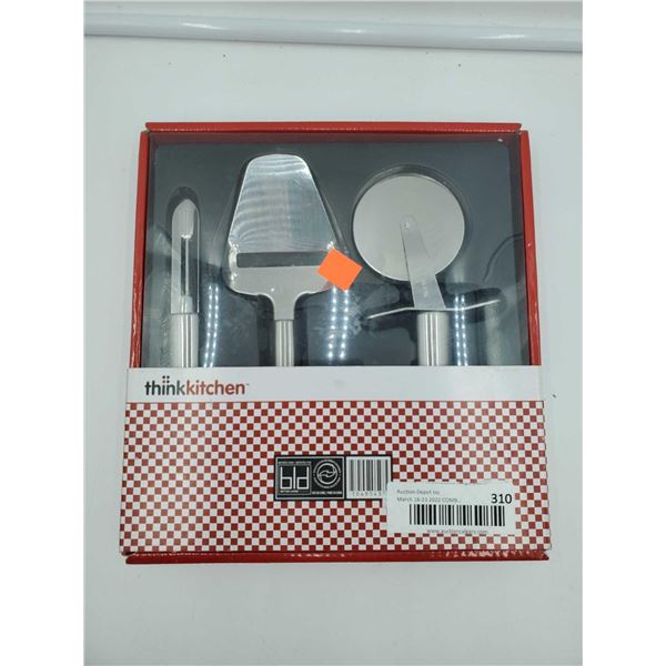 Think Kitchen 3 Piece Utensil Set - Peeler, Cheese Slicer/Cake Lifter & Pizza Cutter