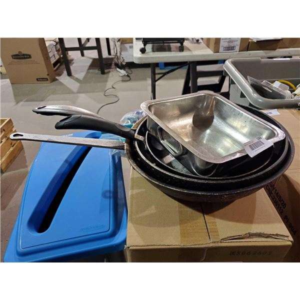 Lot of 3 Assorted Frying Pans & 1 small Baking Pan