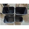 Image 2 : Lot of 4 Assorted Trash Bins - Black - 1 Cracked at top