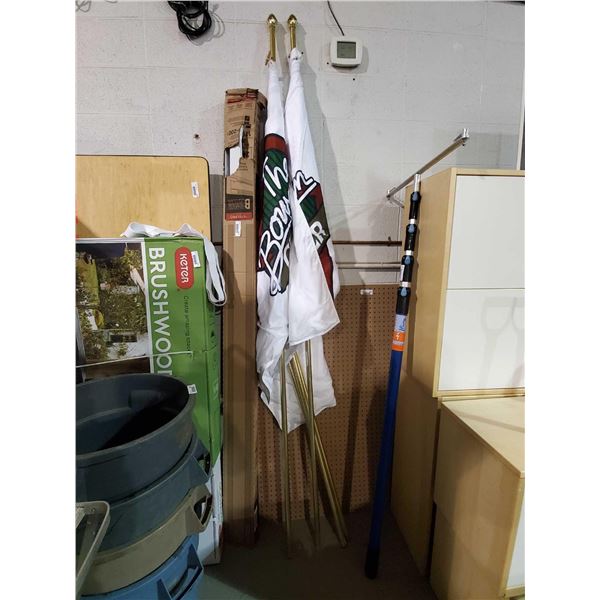 Lot of 2 Parade Flags with Extension Poles and Carry Vest