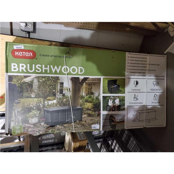 NEW Keter Brushwood Deck Box - Some Damage to one corner as seen in photos
