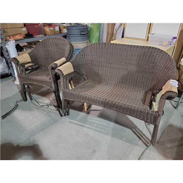 NEW with minor damage- Style Bench and 1 chair Rattan Set