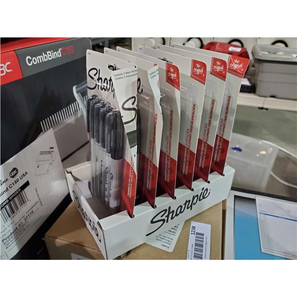 Lot of 6 - 5 Pack Black Sharpie Markers