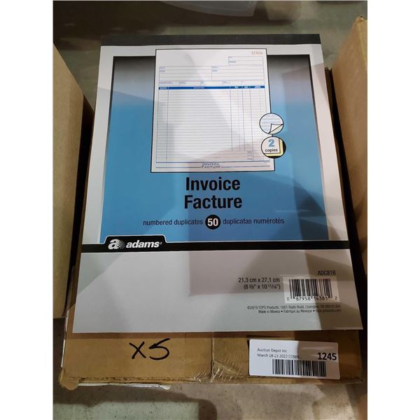 Adams Full Sheet Invoice Books x10