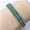 Image 1 : Silver 120 Emeralds(7.4ct) With A Lobster Claw Claps Bracelet (~length 6.25 inches), Appraised Retai