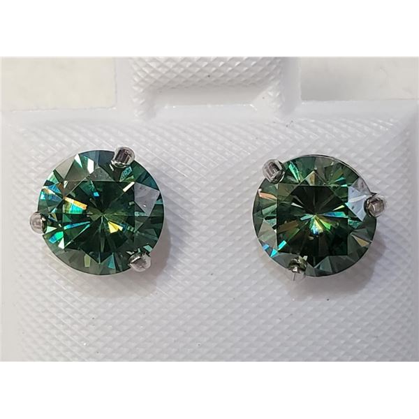 14K White Gold Moissanite(2.2ct) Earrings (~weight 1.15g), Made in Canada, Appraised Retail $1445