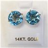 Image 6 : 14K Yellow Gold Blue Topazes(6.9ct) Stud Earrings (~weight 2.62g), Made in Canada, Appraised Retail 