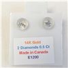 Image 3 : 14K White Gold Diamonds(0.5Ct,Si2-I1,Greenish Yellow) Stud Earrings (~weight 0.5g), Made in Canada, 