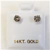 Image 4 : 14K White Gold Diamonds(0.5Ct,Si2-I1,Greenish Yellow) Stud Earrings (~weight 0.5g), Made in Canada, 