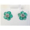 Image 1 : 14K White Gold Diamonds(0.2Ct,I1-I2,F-G) Agate(0.9ct) With Removable Flower Jackets, Stud Earrings (