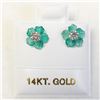 Image 6 : 14K White Gold Diamonds(0.2Ct,I1-I2,F-G) Agate(0.9ct) With Removable Flower Jackets, Stud Earrings (