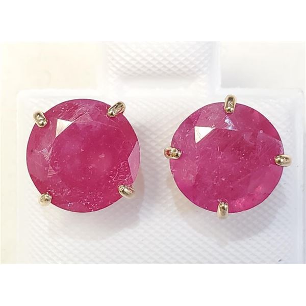 14K Yellow Gold Rubies(7ct) Stud Earrings (~weight 2.47g), Made in Canada, Appraised Retail $1380