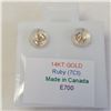 Image 5 : 14K Yellow Gold Rubies(7ct) Stud Earrings (~weight 2.47g), Made in Canada, Appraised Retail $1380
