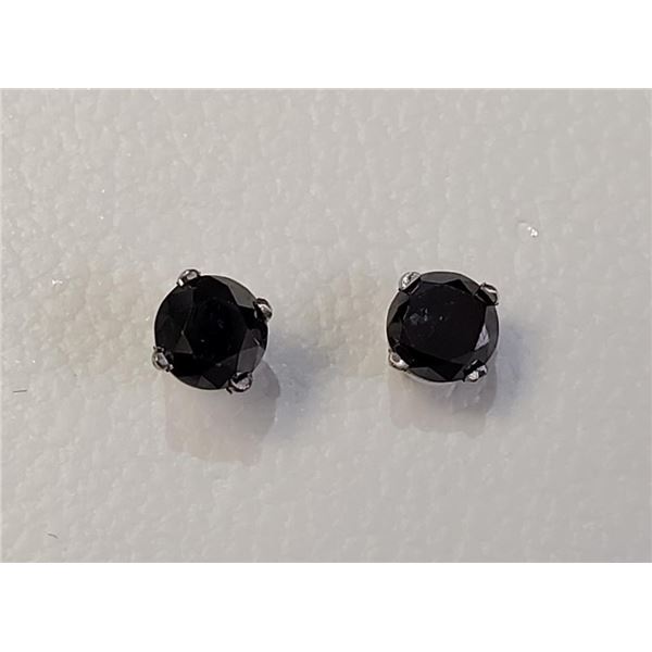 14K White Gold Black Diamonds(0.5ct) Stud Earrings (~weight 0.51g), Made in Canada, Appraised Retail