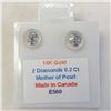 Image 4 : 14K White Gold Diamonds(0.2Ct,I1-I2,Brownish Yellow) Stud Earrings (~weight 0.53g), Made in Canada, 