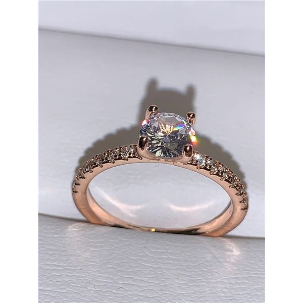 Ladies Rose GP .925 with .60 carat Brilliant Cut Solitaire Engagement Ring size 7