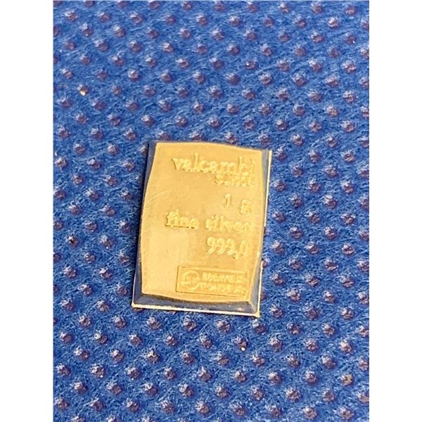 Valcambi Suisse 1 Gram .999 Fine Pure Silver Wafer Bar